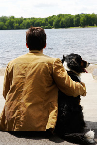 A man with his dog A man with his dog