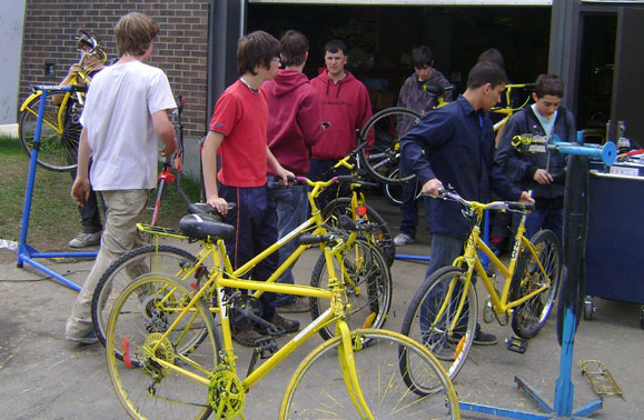 bicycles being checked and serviced bicycles being checked and serviced